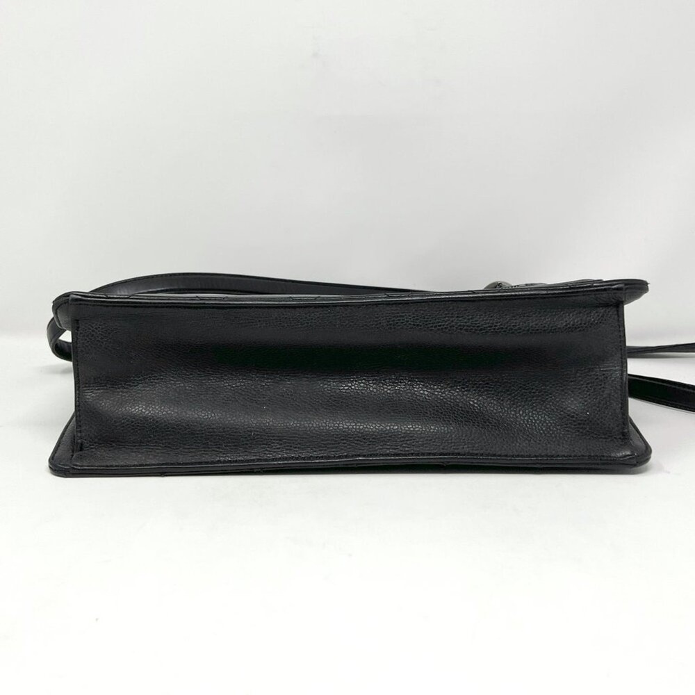Chanel Black Caviar Leather Flap Bag Silver Chain Shoulder - Picture 7 of 12